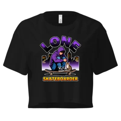 Lone Skateboarder Crop Top for Women – Graphic Streetwear Tee