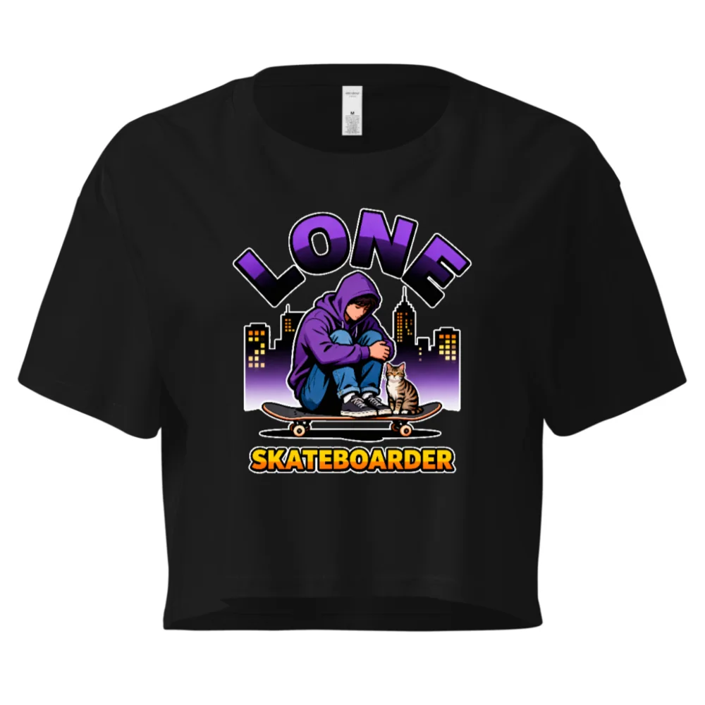 Lone Skateboarder Crop Top for Women – Graphic Streetwear Tee