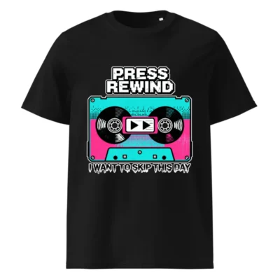 Press Rewind Cassette T-Shirt – Unisex Organic Cotton Graphic Tee
