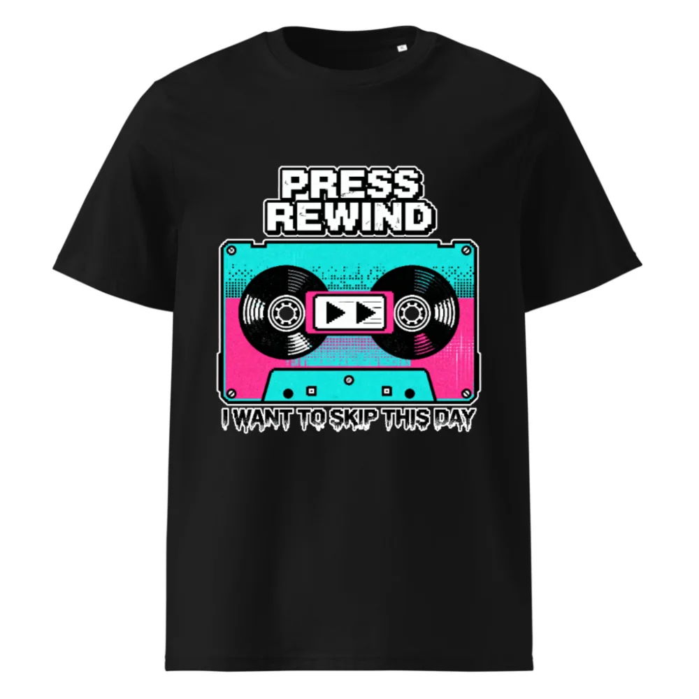 Press Rewind Cassette T-Shirt – Unisex Organic Cotton Graphic Tee
