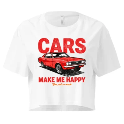 Cars Make Me Happy Crop Top for Women – Vintage Car Graphic Tee