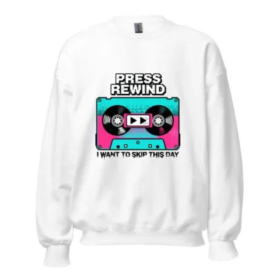 Press Rewind Cassette Sweatshirt – Unisex Crew Neck Pullover