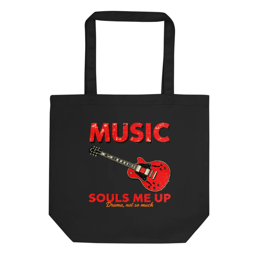 Eco Black Tote Bag – Music Souls Me Up Guitar Design