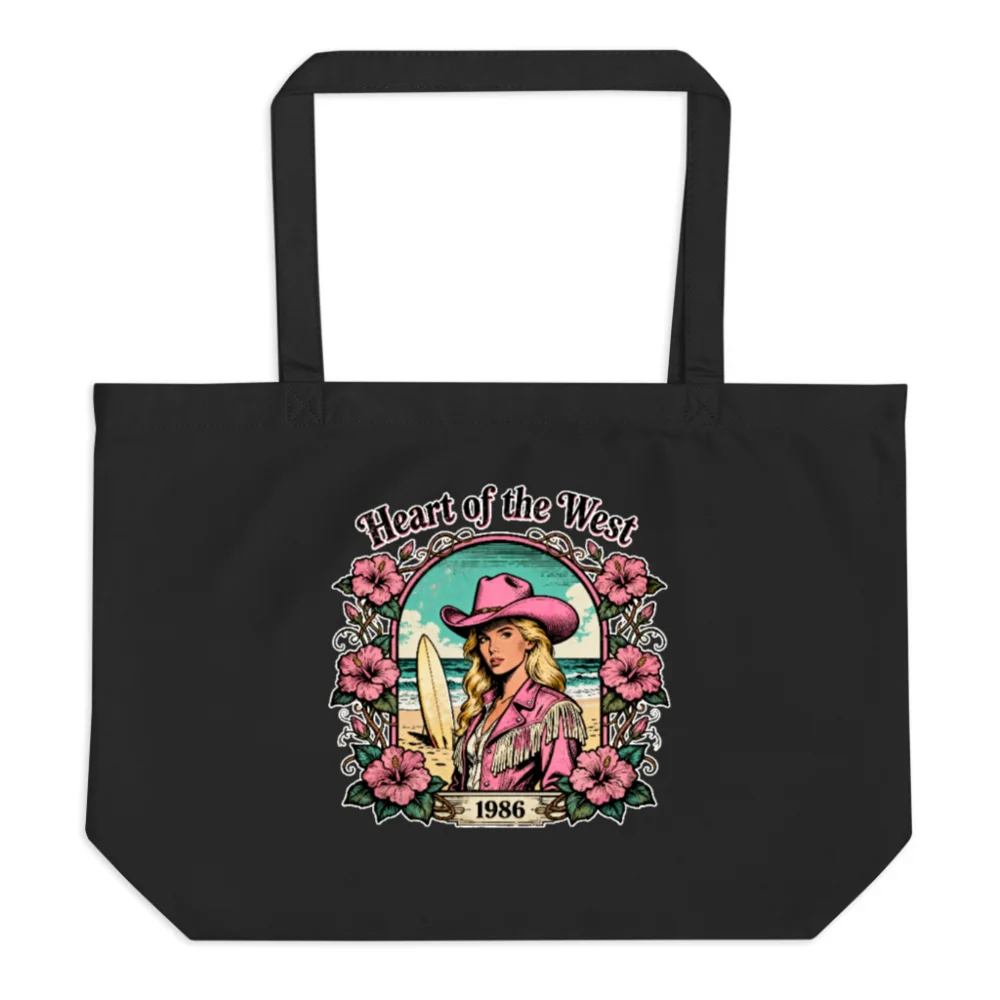 Organic Cotton Tote Bag – Heart of the West 1986 Vintage Graphic