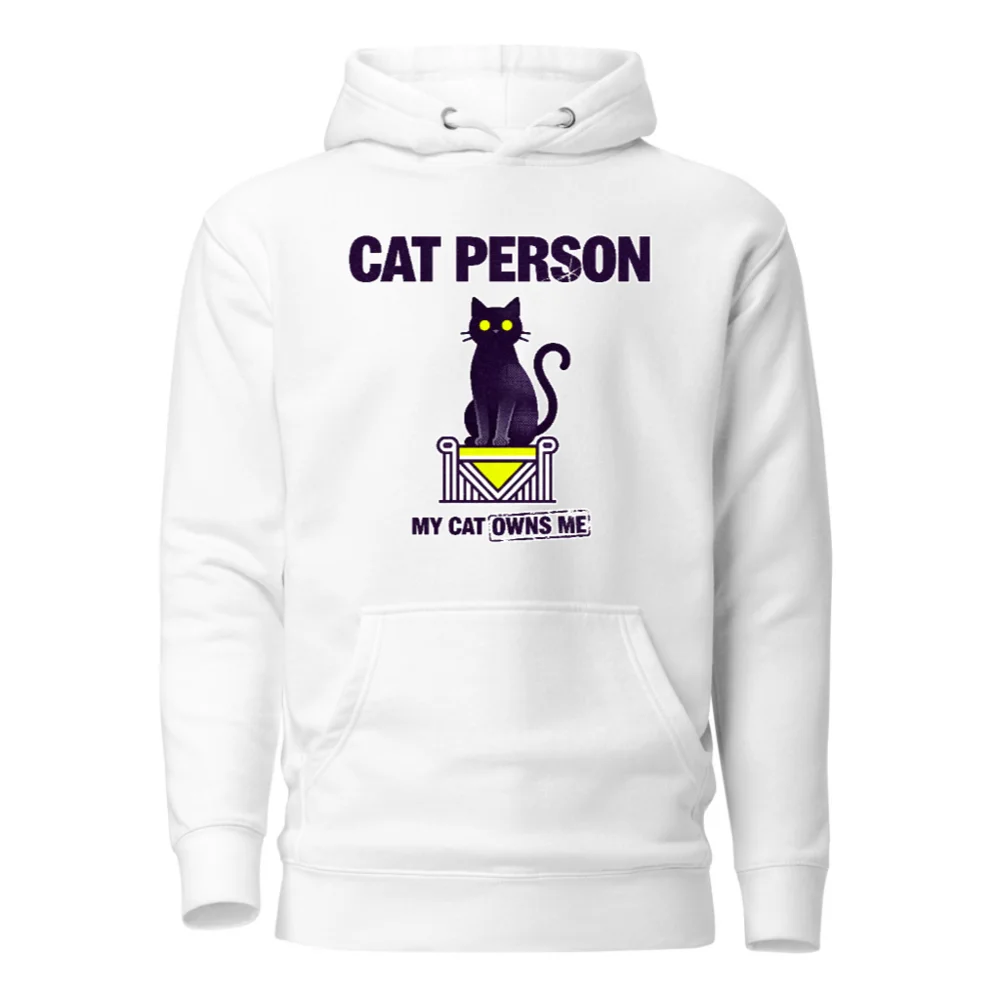 Cat Person Hoodie – Unisex Premium Pullover with 'My Cat Owns Me' Design