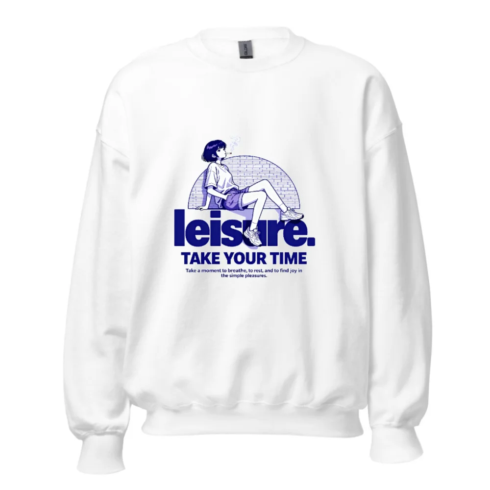 Leisure Unisex Crew Neck Sweatshirt – Take Your Time Graphic Pullover