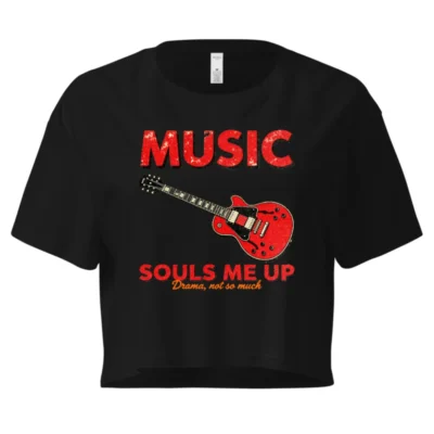 Music Souls Me Up Crop Top for Women – Red Guitar Graphic Tee