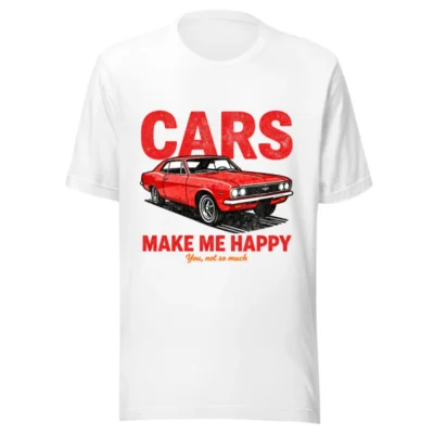 Cars Make Me Happy T-Shirt – Unisex Vintage Car Graphic Tee