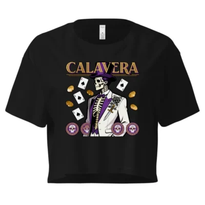 Calavera Skeleton Crop Top for Women – Gothic Punk T-Shirt