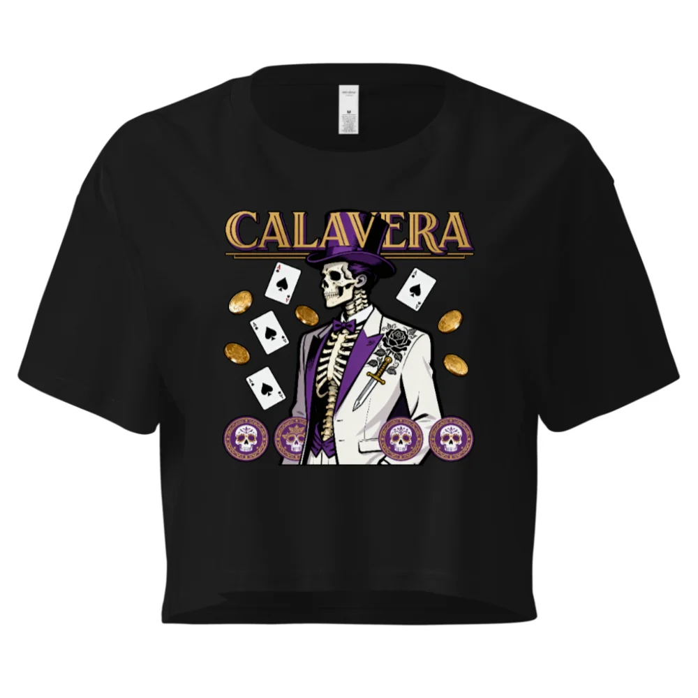 Calavera Skeleton Crop Top for Women – Gothic Punk T-Shirt
