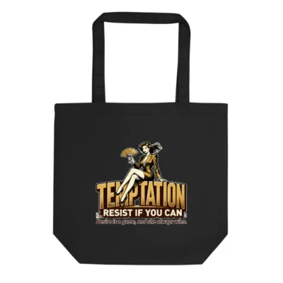 Eco Black Tote Bag – Temptation Graphic Design Reusable Shopping Bag