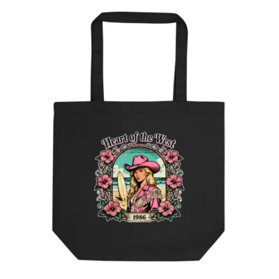 Eco Black Tote Bag – Heart of the West 1986 Vintage Graphic