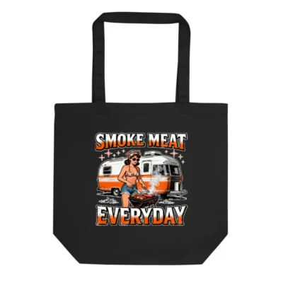 Smoke Meat Everyday Tote Bag – Eco-Friendly Black Canvas Grocery Bag