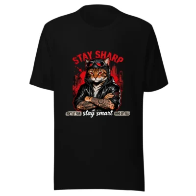 Stay Sharp Cat Graphic T-Shirt – Unisex Cotton Tee