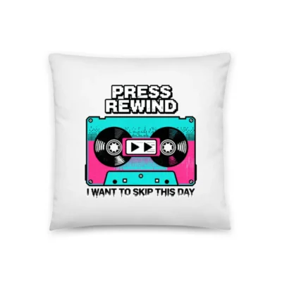 Press Rewind Cassette Pillow – 18x18 Inch Retro Throw Pillow
