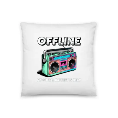 Offline Boombox Pillow – 18x18 Inch Decorative Throw Pillow