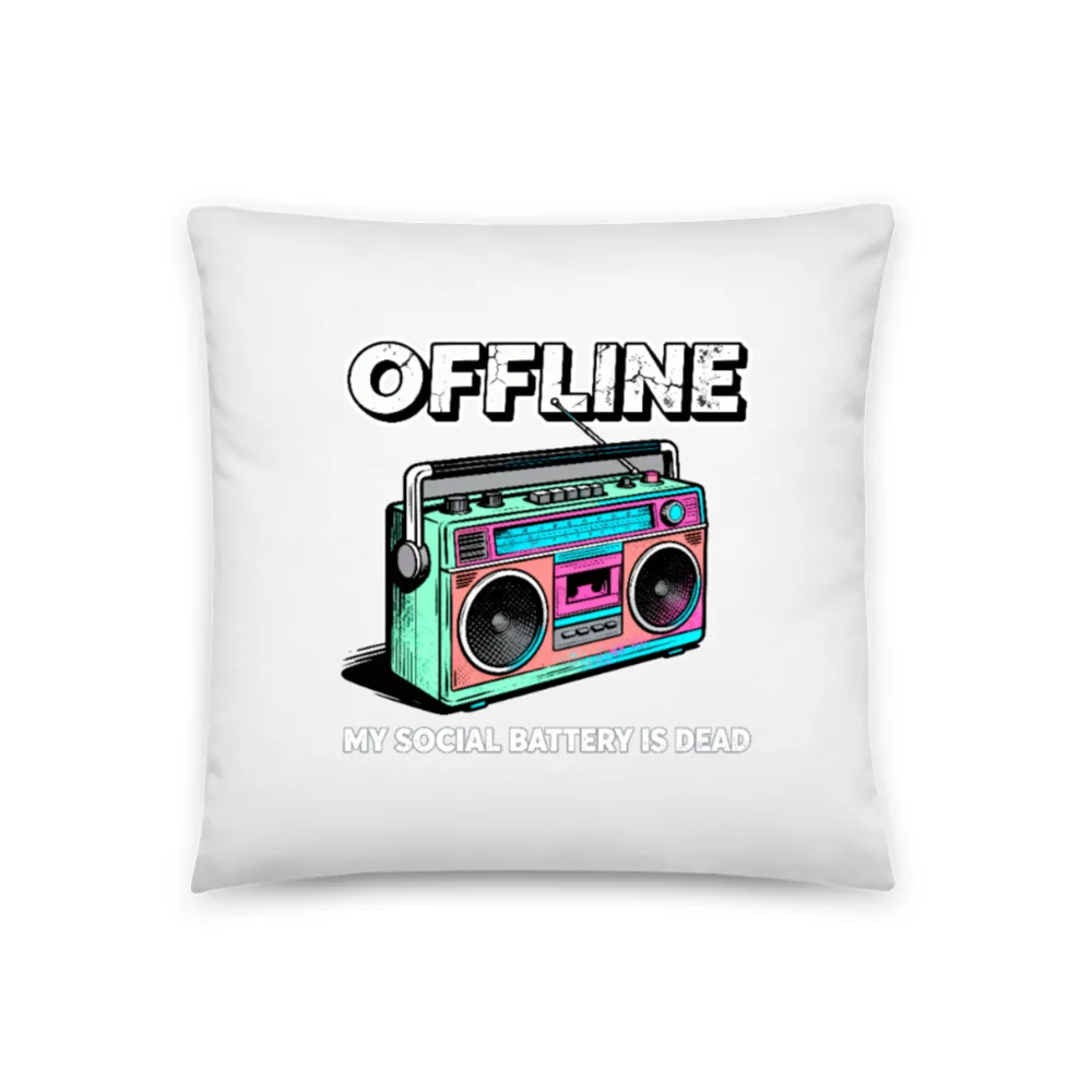 Offline Boombox Pillow – 18x18 Inch Decorative Throw Pillow