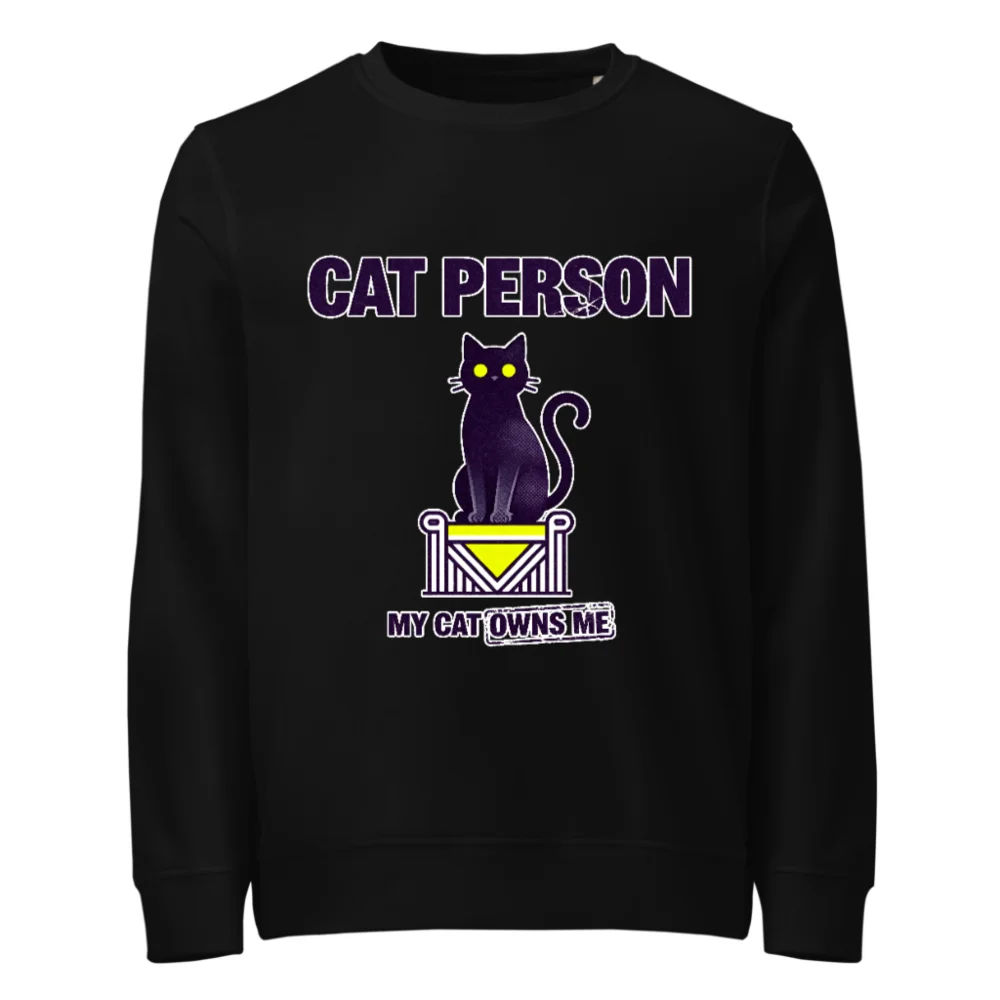 Cat Person Sweatshirt – Unisex Organic Cotton Graphic Hoodie