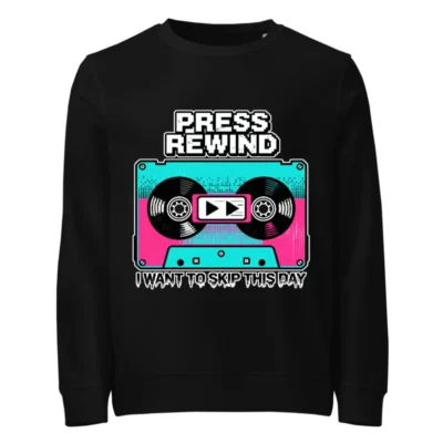 Press Rewind Cassette Sweatshirt – Unisex Organic Cotton