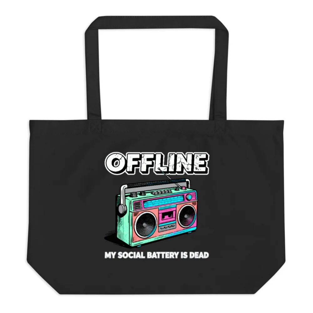 Offline Boombox Tote Bag – Large Organic Cotton Shopping Bag