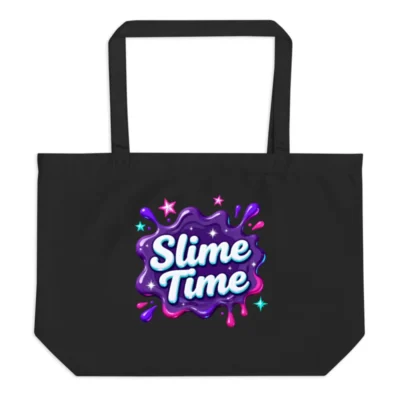Slime Time Large Organic Cotton Tote Bag – Reusable Shopping Bag