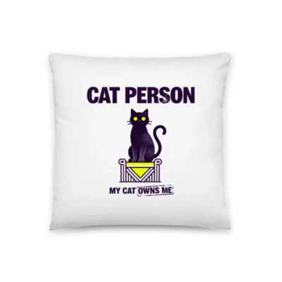 Cat Person Pillow – 18x18 Inch Decorative Throw Pillow for Cat Lovers