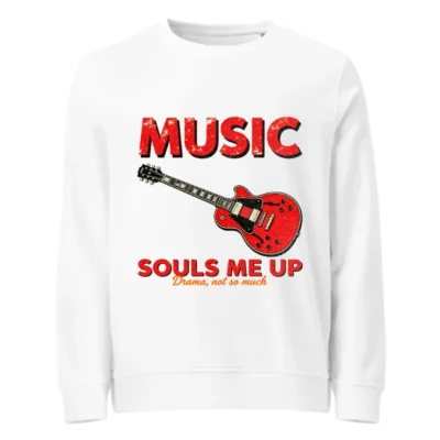 Organic Cotton Sweatshirt with Guitar Print – Music Souls Me Up