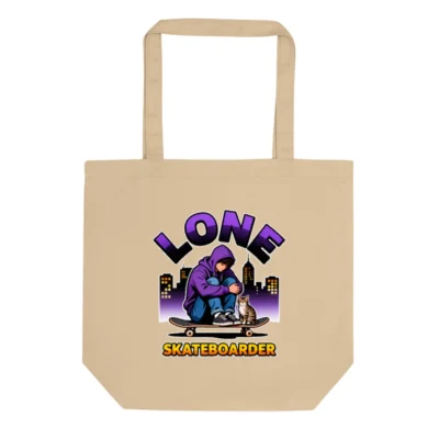 Eco Oyster Tote Bag – Lone Skateboarder Design Cotton Canvas Shopper