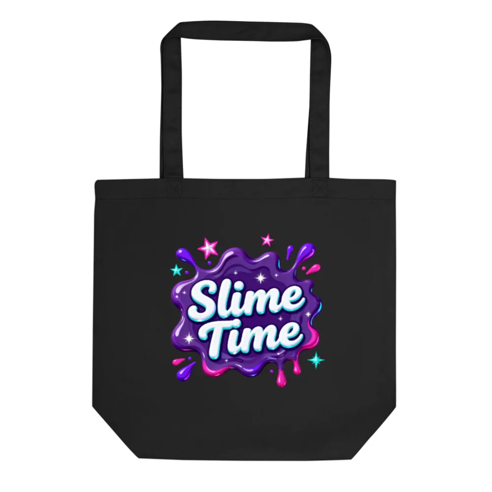 Slime Time Eco Black Tote Bag – Reusable Cotton Shopping Bag