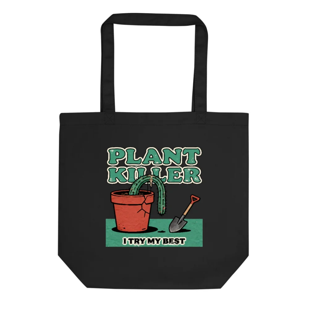 Plant Killer Tote Bag – Eco-Friendly Black Canvas Shopping Bag
