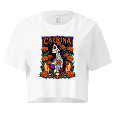Catrina Day of the Dead Crop Top for Women - Sugar Skull Graphic Tee
