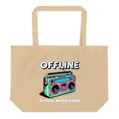Offline Boombox Tote Bag – Large Organic Cotton Reusable Shopping Bag