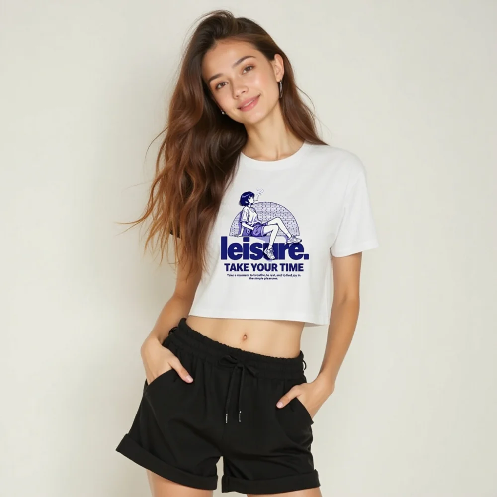 Leisure Crop Top for Women – Relaxed Fit Graphic Tee - Image 6