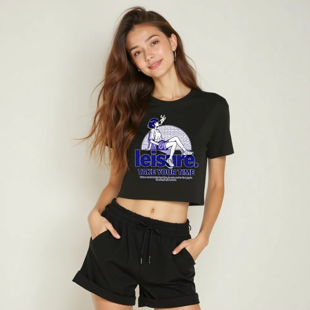 Leisure Crop Top for Women – Graphic Short Sleeve Tee - Image 6