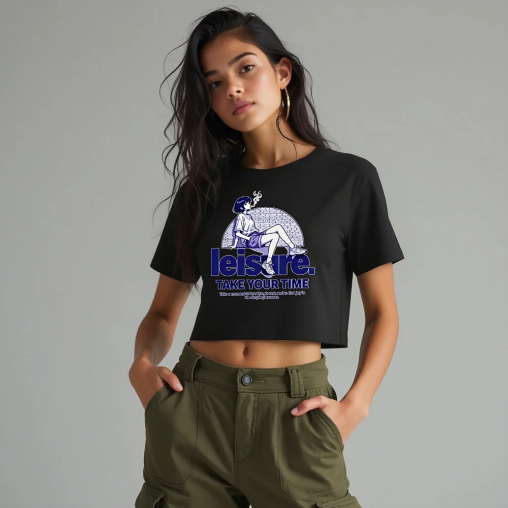 Leisure Crop Top for Women – Graphic Short Sleeve Tee - Image 10