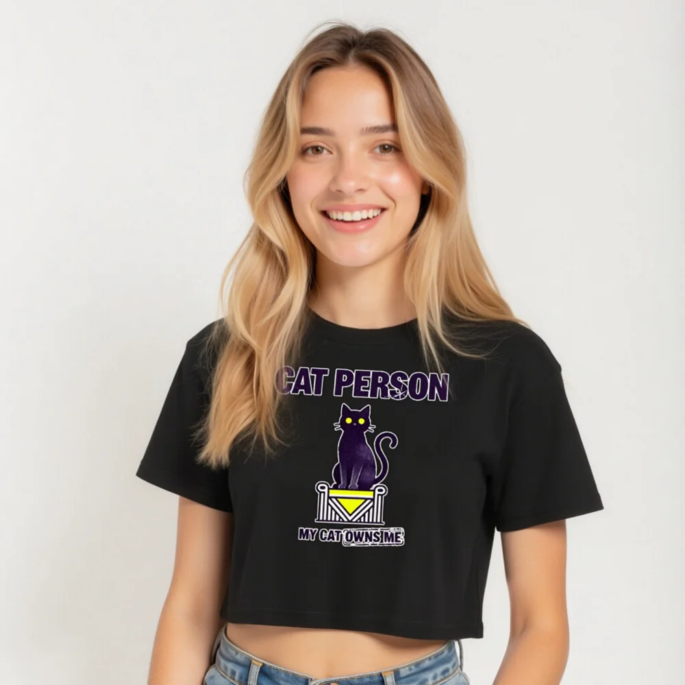 Cat Person Crop Top for Women – Funny Cat Lover Tee - Image 5