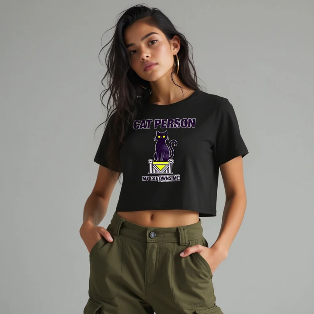 Cat Person Crop Top for Women – Funny Cat Lover Tee - Image 10