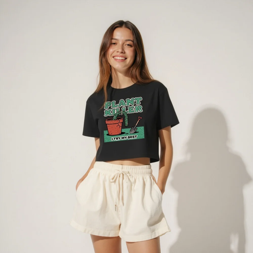 Plant Killer Crop Top for Women – Funny Gardening T-Shirt - Image 4