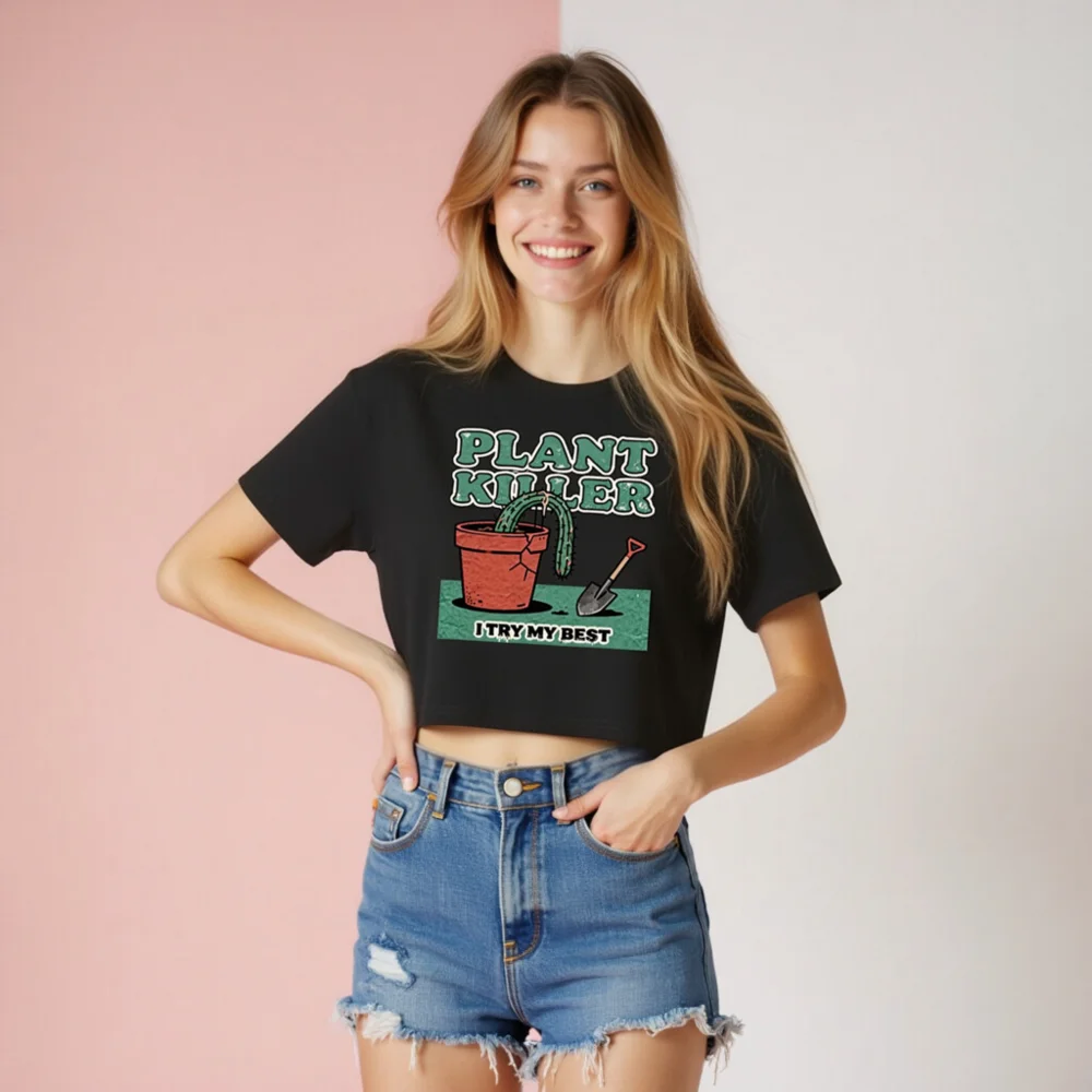 Plant Killer Crop Top for Women – Funny Gardening T-Shirt - Image 8