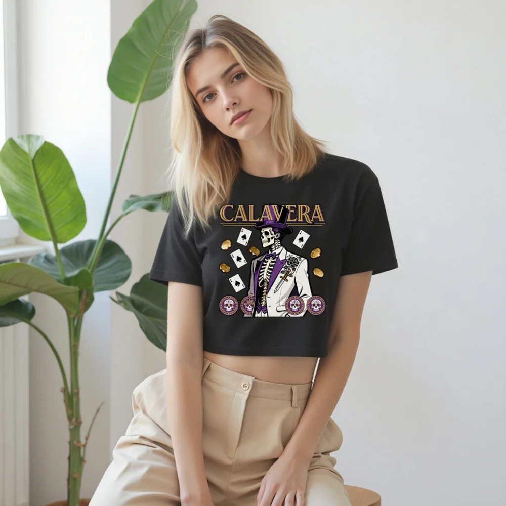 Calavera Skeleton Crop Top for Women – Gothic Punk T-Shirt - Image 9