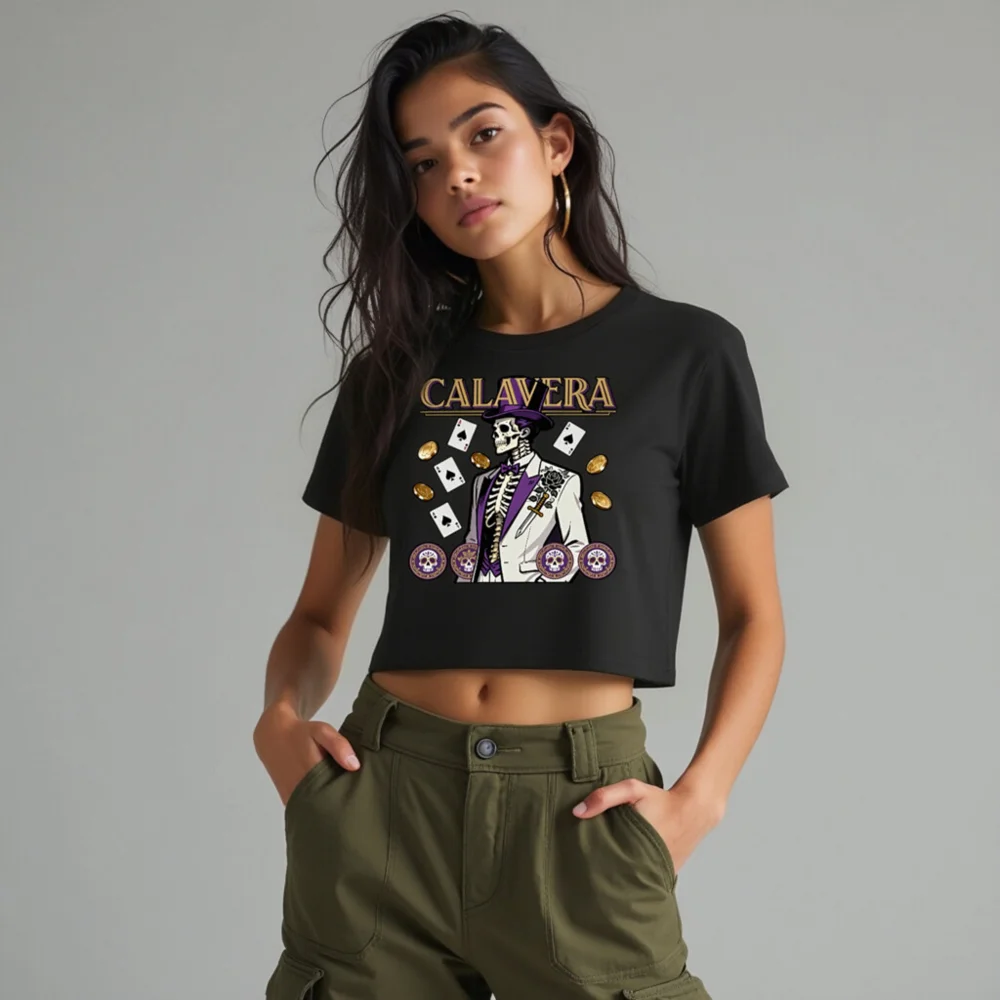 Calavera Skeleton Crop Top for Women – Gothic Punk T-Shirt - Image 10