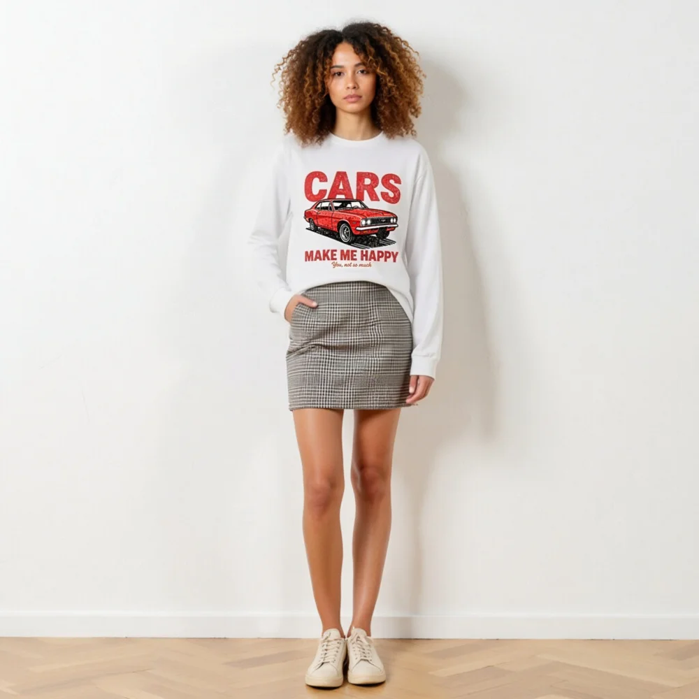 Cars Make Me Happy Long Sleeve Tee – Unisex Vintage Car Graphic Shirt - Image 6