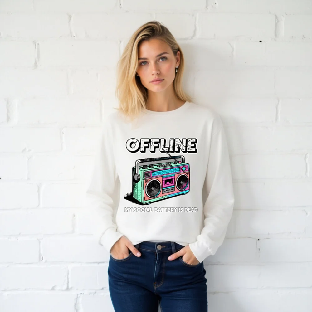 Offline Boombox Long Sleeve Tee – Unisex Graphic Shirt - Image 2