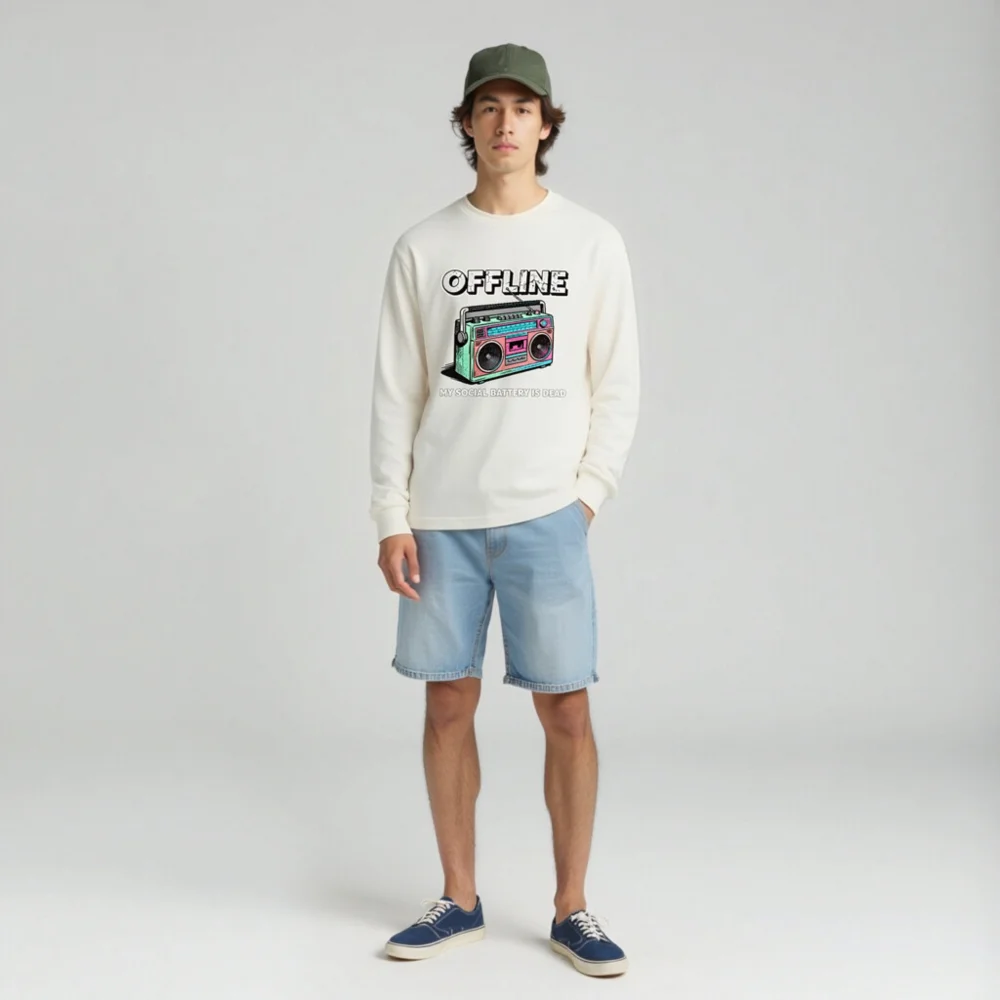 Offline Boombox Long Sleeve Tee – Unisex Graphic Shirt - Image 3