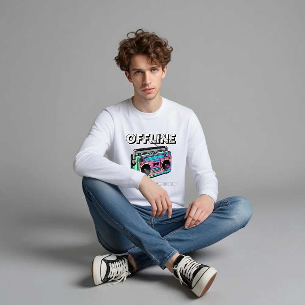 Offline Boombox Long Sleeve Tee – Unisex Graphic Shirt - Image 4