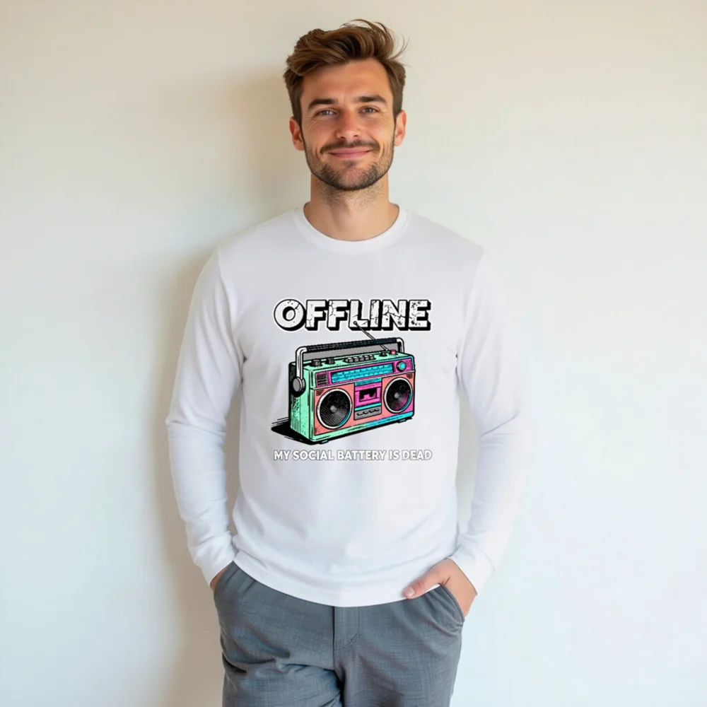 Offline Boombox Long Sleeve Tee – Unisex Graphic Shirt - Image 7