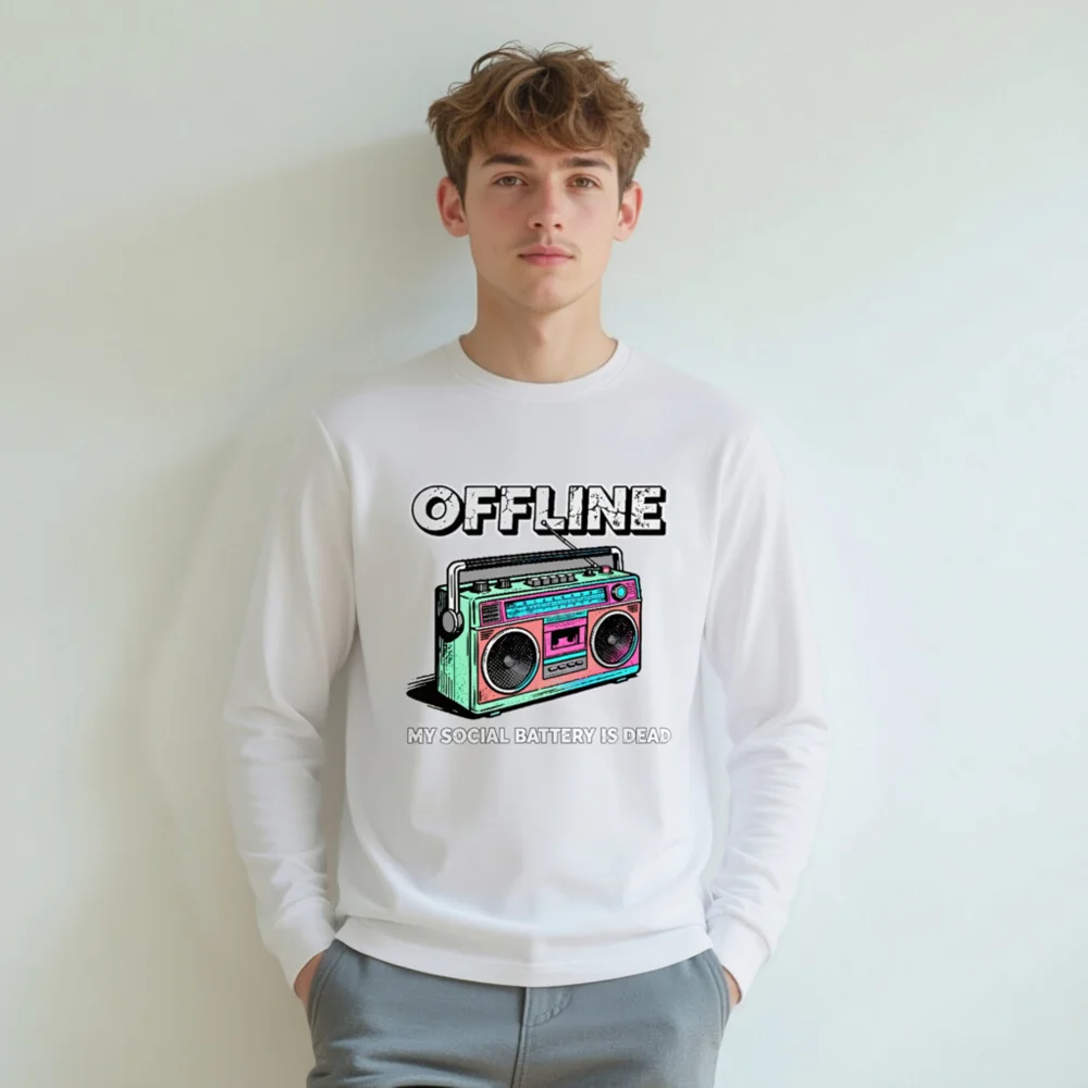 Offline Boombox Long Sleeve Tee – Unisex Graphic Shirt - Image 8