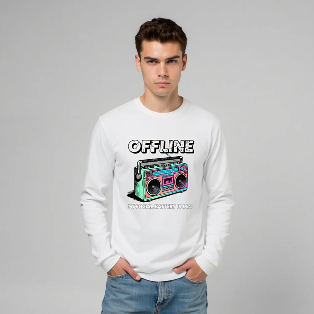 Offline Boombox Long Sleeve Tee – Unisex Graphic Shirt - Image 10