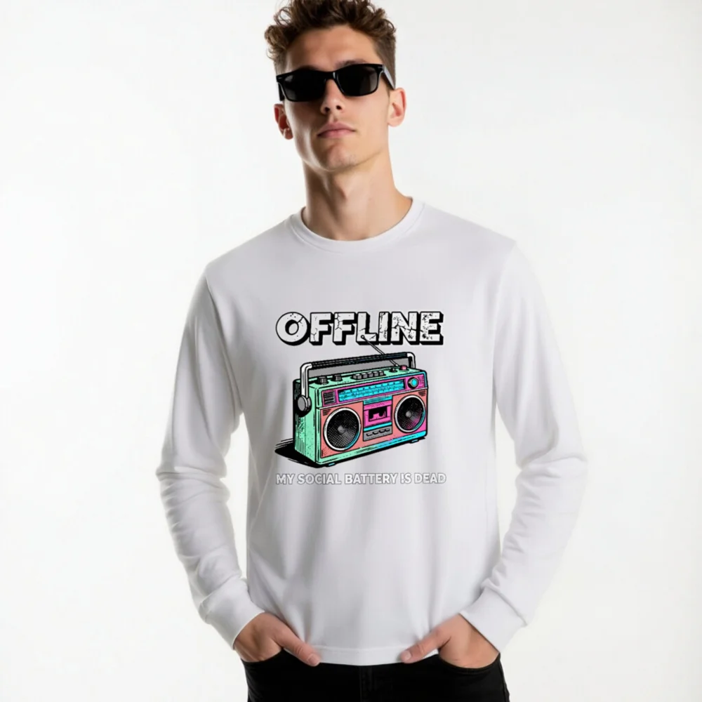 Offline Boombox Long Sleeve Tee – Unisex Graphic Shirt - Image 11