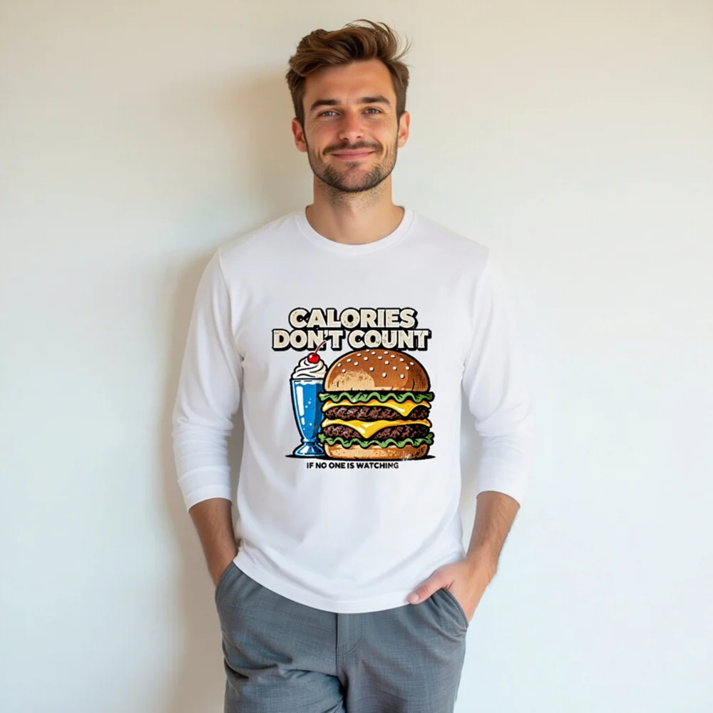Calories Don't Count Long Sleeve Tee - Unisex Funny Graphic Shirt - Image 7